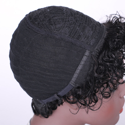 Schweizer Spitze Grundmaterial Gerade Pixie Schnitt Vollmaschine Perücke aus 100% menschlichen Haaren