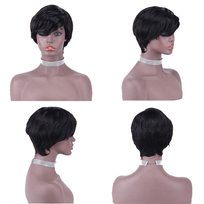 Schweizer Spitze Basismaterial Pixie Schnitt menschliche Haare Perücken für schwarze Frauen Remy Haar Grade