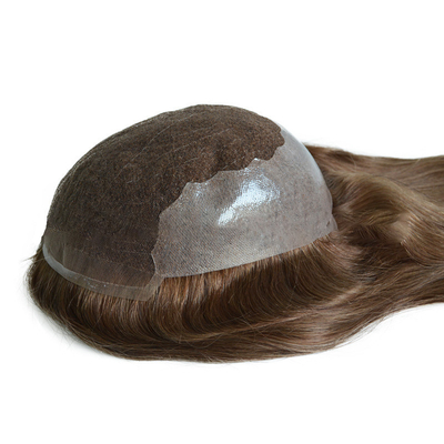 20 Inch Hellbraun Highlights Menschliche Remy Haare Toppers Brasilianische Haare Toupee Spitze PU Basis