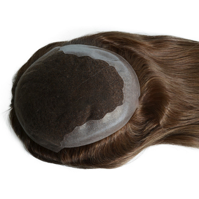 20 Inch Hellbraun Highlights Menschliche Remy Haare Toppers Brasilianische Haare Toupee Spitze PU Basis