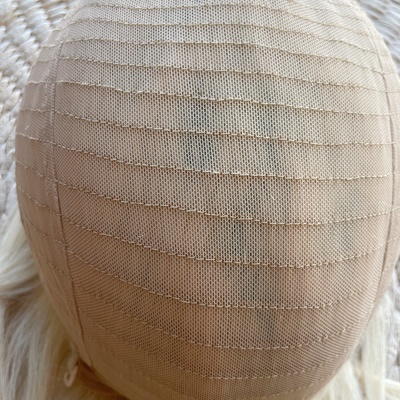 6x6 Handgebundene Topper Freier Teil Seiden Top Base Platin Blonde Clip in Toupee für kundenspezifische Herstellung