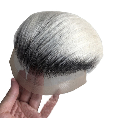 Remy Haare Handgebunden Natürliche Schatten Salz und Pfeffer Graue menschliche Haare Stücke Toupee für Männer