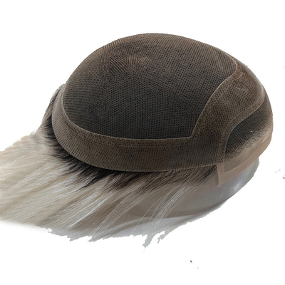 Remy Haare Handgebunden Natürliche Schatten Salz und Pfeffer Graue menschliche Haare Stücke Toupee für Männer