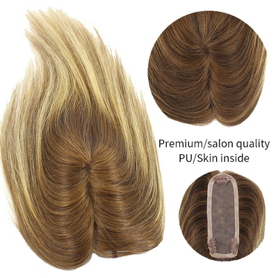Damen-Europäische Rooted Ombre Haarschleife Menschenhaar Toppers Clip In Toupee für Frau