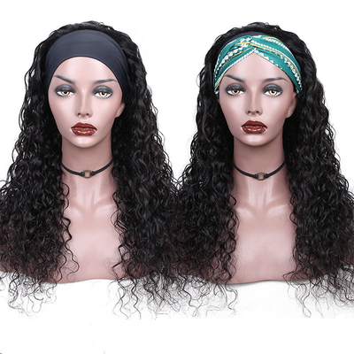 100% menschliches Haar brasilianischer Körper Welle lockige Perücken mit Kopfband 2022 Design Free Sample