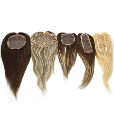 Damen-Europäische Rooted Ombre Haarschleife Menschenhaar Toppers Clip In Toupee für Frau