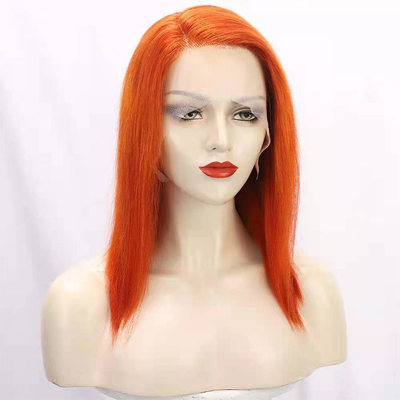12 Zoll natürliche gerade HD Spitze Frontal Perücken mit orange Farbe Keine Verwirrung oder Vergießen