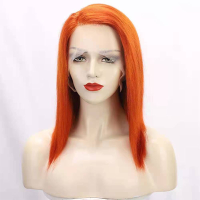12 Zoll natürliche gerade HD Spitze Frontal Perücken mit orange Farbe Keine Verwirrung oder Vergießen