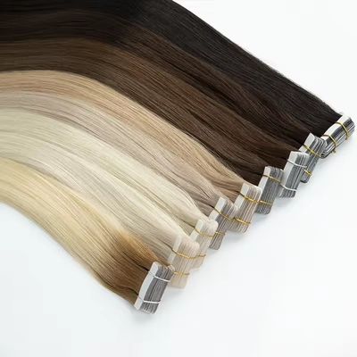 Unsichtbares Blondinenband in nahtlosen 100 menschlichen Haarverlängerungen Kinky gerade doppelt gezogenes rohes jungfräuliches Haar