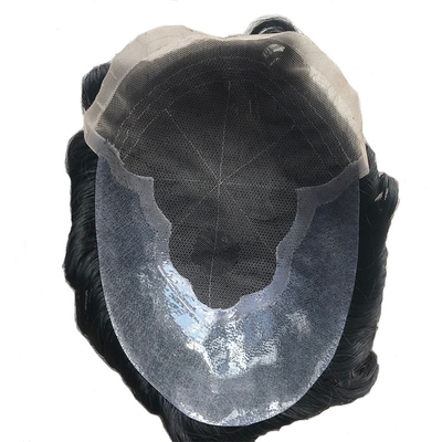 Natürliche schwarze Haare Toupee 6x8 Französisch Spitze Herrenhaar Patch Chinesisches Haar 110% Dichte