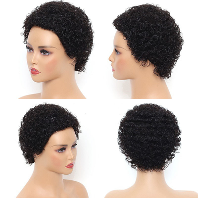 Kurze afro lockige brasilianische Haarmaschine hat eine Naturfarbe für schwarze Frauen gemacht