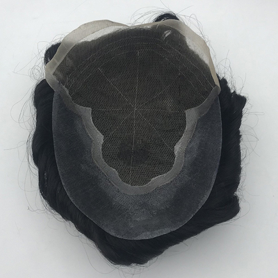 Natürliche schwarze Haare Toupee 6x8 Französisch Spitze Herrenhaar Patch Chinesisches Haar 110% Dichte