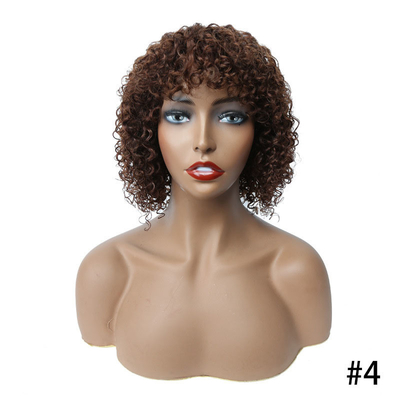 Hellbraune Afro lockige Perücke Kutikel ausgerichtet kurze Pixie Schnitt menschliche Haare Perücke mit Knallen