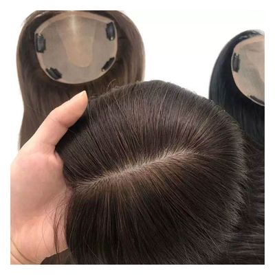 Frauen-Toupee aus gerader Seidenbasis mit Frontverschluss aus Schweizer Spitze und Haartopp