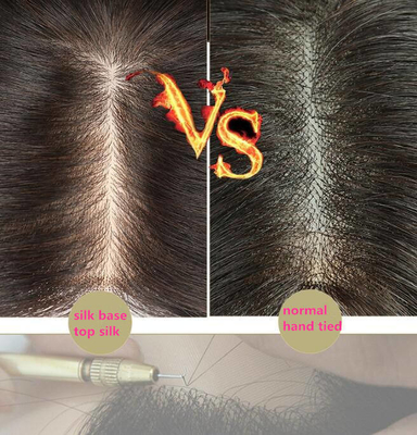 Frauen-Toupee aus gerader Seidenbasis mit Frontverschluss aus Schweizer Spitze und Haartopp