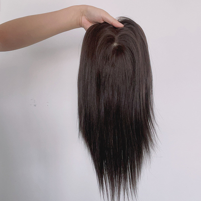 Frauen-Toupee aus gerader Seidenbasis mit Frontverschluss aus Schweizer Spitze und Haartopp
