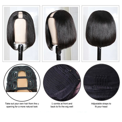 Peruanische Bob Perücken für schwarze Frauen Schwarze Farbe Remy Naturknochen gerade U-Teil Perücke lang
