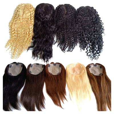Vollhandgefertigt 2024 Trend Blond Remy Welle Locker europäischer menschlicher Haartopper für Frauen