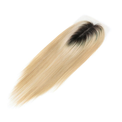 Silk Base European Ash Blonde Straight Clip On Human Hair Topper mit Hd Spitze für Frauen