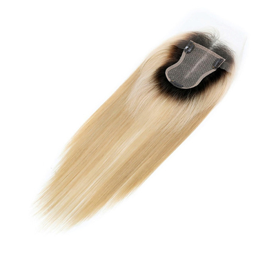 Silk Base European Ash Blonde Straight Clip On Human Hair Topper mit Hd Spitze für Frauen