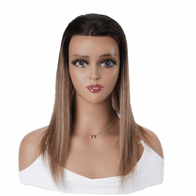 8-22 Zoll Länge Handgebundene Spitze Vorderseite und Gewebe Hohlnetz Braune Balayage menschliches Haar