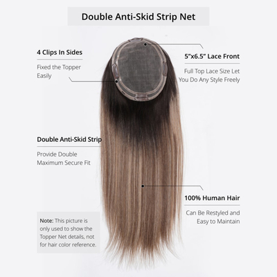 8-22 Zoll Länge Handgebundene Spitze Vorderseite und Gewebe Hohlnetz Braune Balayage menschliches Haar