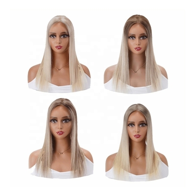 Echte natürliche jüdische Pu-Haartopper für Frauen Ende Seiden Spitze Vorderseite Europäisch Blond 100-200g