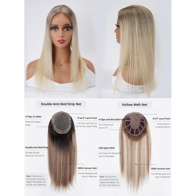 Echte natürliche jüdische Pu-Haartopper für Frauen Ende Seiden Spitze Vorderseite Europäisch Blond 100-200g