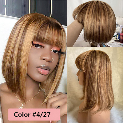 Kleberlose Bob Perücken 100% Remy menschliches Haar Keine Spitze Vorderseite P4/27 Brasilianische Gerade