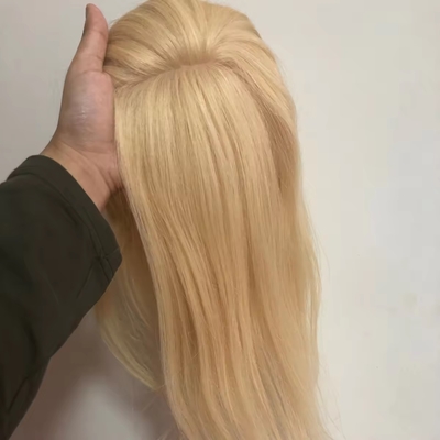 100% menschliches Haar Topper für Frauen Naturseide Basis Toupee im Straight Style