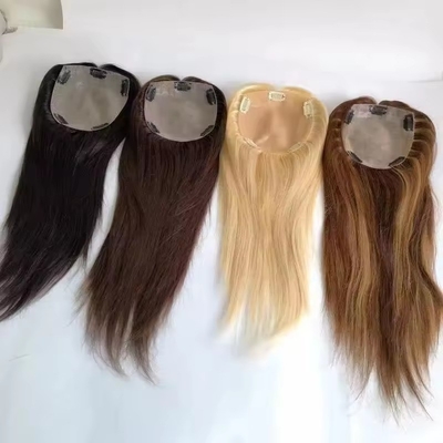 100% menschliches Haar Topper für Frauen Naturseide Basis Toupee im Straight Style