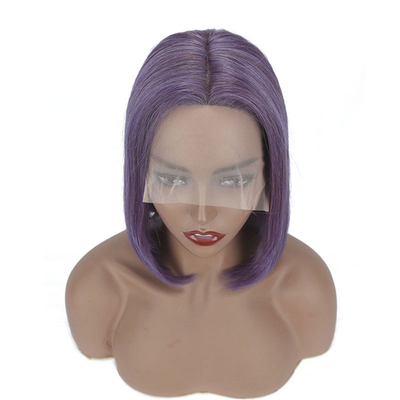 Rauch Lila Farbe Gerade Kurze Bob Perücken HD Spitze Frontale menschliche Haare für schwarze Frauen