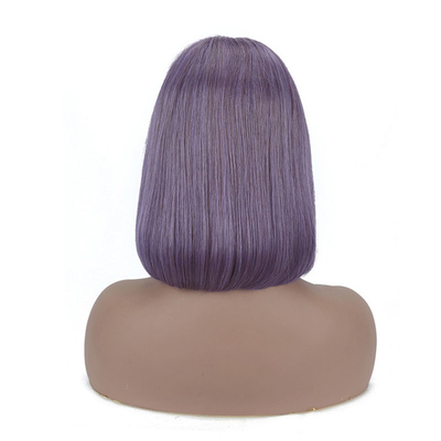 Rauch Lila Farbe Gerade Kurze Bob Perücken HD Spitze Frontale menschliche Haare für schwarze Frauen