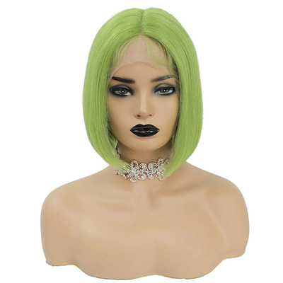 Grüne Farbe brasilianische menschliche Haare Kurz Bob Perücken 10 Zoll mit Babyhaar und HD Spitze Frontal