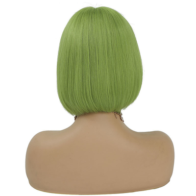 Grüne Farbe brasilianische menschliche Haare Kurz Bob Perücken 10 Zoll mit Babyhaar und HD Spitze Frontal