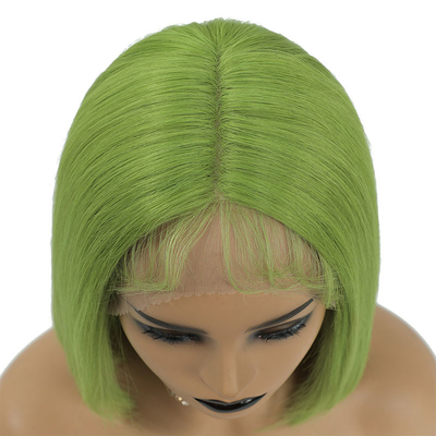 100% menschliche Haare brasilianische HD Spitze Frontal 8A 10A 12A Kurz grüne Bob-Wig mit Schweizer Spitze