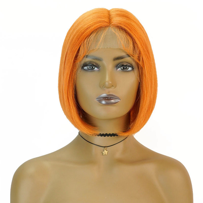Durchsichtige Spitze 150% Dichte Remy Haare Highlight Orange Gerade Bob Perücken mit Babyhaar