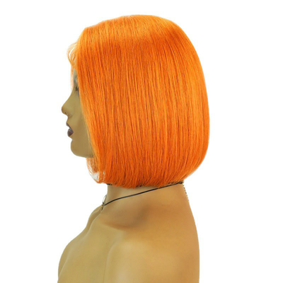Durchsichtige Spitze 150% Dichte Remy Haare Highlight Orange Gerade Bob Perücken mit Babyhaar
