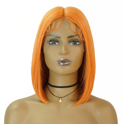 14 Zoll HD Spitze Vorderseite Bob Perücken mit natürlichem Orange Seidige gerade menschliche peruanische Haare
