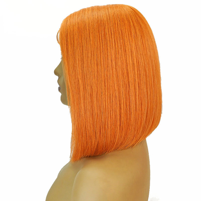 14 Zoll HD Spitze Vorderseite Bob Perücken mit natürlichem Orange Seidige gerade menschliche peruanische Haare