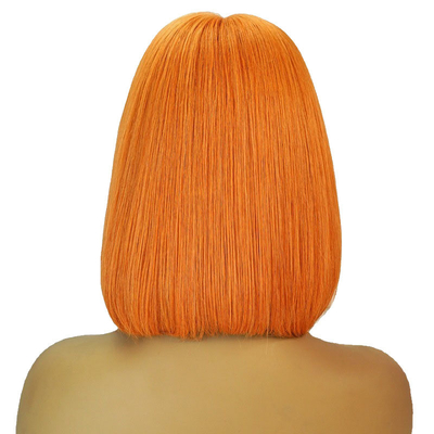 14 Zoll HD Spitze Vorderseite Bob Perücken mit natürlichem Orange Seidige gerade menschliche peruanische Haare