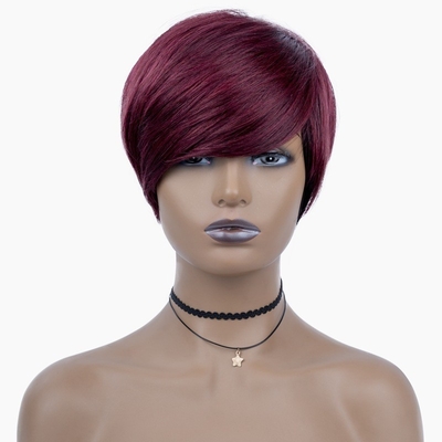6 Zoll Sommer HD Schweizer Spitze Roh jungfräuliches menschliches Haar Seidige gerade kurze Perücke Pixie Schnitt Perücken für schwarze Frauen