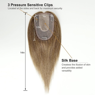 Silk Base Clip In Topper 14 Zoll 150% Dichte Natürliche Schwarz/Dunkelbraun/Mocca Braun