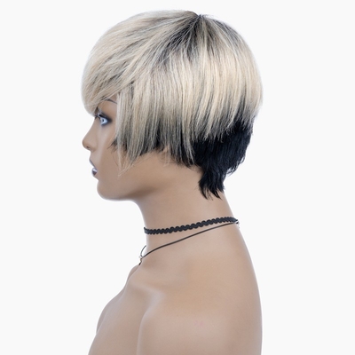 Maschinenfertigung von menschlichen Haaren Perücke T1B 613 Blonde Farbe Kurze gerade Perücke für schwarze Frauen
