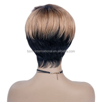T1B/27 Farbe Vorplückte kurze menschliche Haare Perücken für schwarze Frauen Brasilianische Pixie Cut