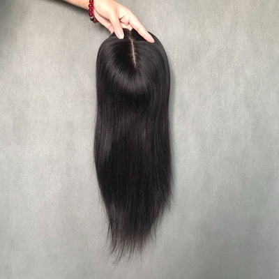 18 Zoll europäische natürliche echte freie Teile Seidenbasis menschliches Haar Clip in Topper für Frauen