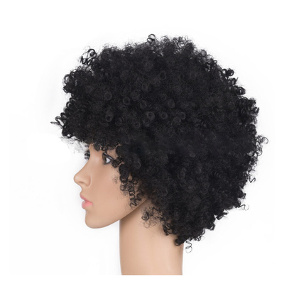 Kurze Haare lockige Wellen Perücke für schwarze Damen Maschine gemacht Remy Haare Pixie Perücke