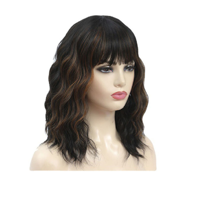 Hellbraune, sprunghafte, lockige menschliche Haare Perücken mit Bangen Peruanischer Remy Afro Kinky Locken