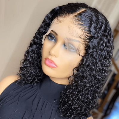 Remy Haare 180% Dichte Afro Kinky Locker 4*4/13*4/13*6 Spitze Frontal BOB Perücken für schwarze Frauen 250g-450g