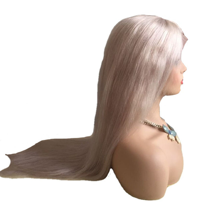 10-24 Zoll Rohes menschliches Haar Blondine Vollspitzen 360 Wig Handgewebt Ein Spender Helle Farbe 613